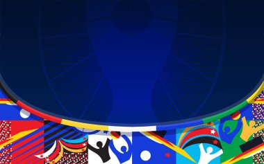 Futbol Avrupa Şampiyonası 2024 Soyut futbolcular arka plan futbol şablonu Poster Avrupa Şampiyonlar Ligi ödüllü futbol topu şampiyonu dünya şampiyonu Euro Finali yarışması afişi Almanya Paris Madrid Londra vektör şablonu 