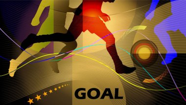 Abstract world cup competitions 2025 soccer goal frame, football banner, gold rays, glow wavy lines, dynamic fluid elements frames yellow black gradient background template for sports, music festival party for web site texture winner poster brochure