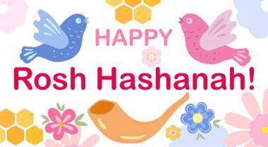 Shana Tova bayram tebrik kartı, Mutlu Rosh Hashanah Yeni Yıl Yahudi Tatili İbrani çağdaş sanat geçmişi, elma ve ballı mozaik desen, nar kokulu balpetek eşarbı İsrail yiyecek satışı kartı İsrail dini 