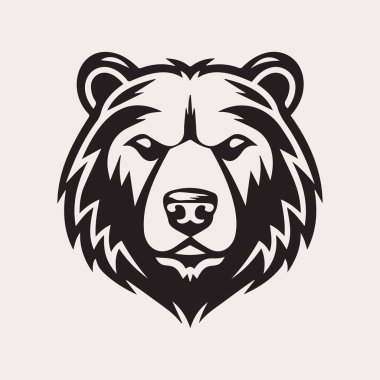 Ayı başı bir renk vektör logosu, amblem, şirket ya da spor takımı markası simgesi. Dövme sanatı tarzı.
