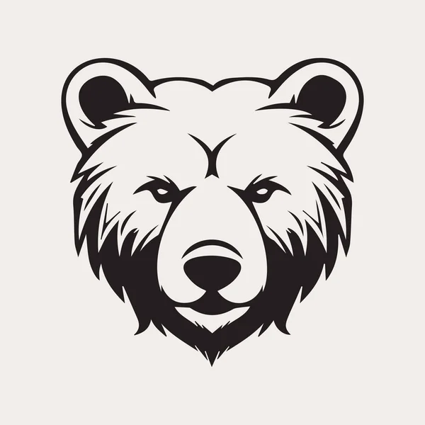 Bear Hoofd Een Kleur Vector Logo Embleem Pictogram Voor Bedrijf — Stockvector