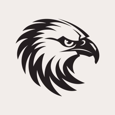 Eagle head one color vector logo, emblem, icon for company or sport team branding. Tattoo art style. clipart