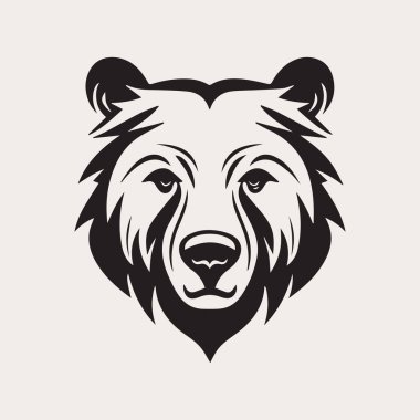 Ayı başı bir renk vektör logosu, amblem, şirket ya da spor takımı markası simgesi. Dövme sanatı tarzı.