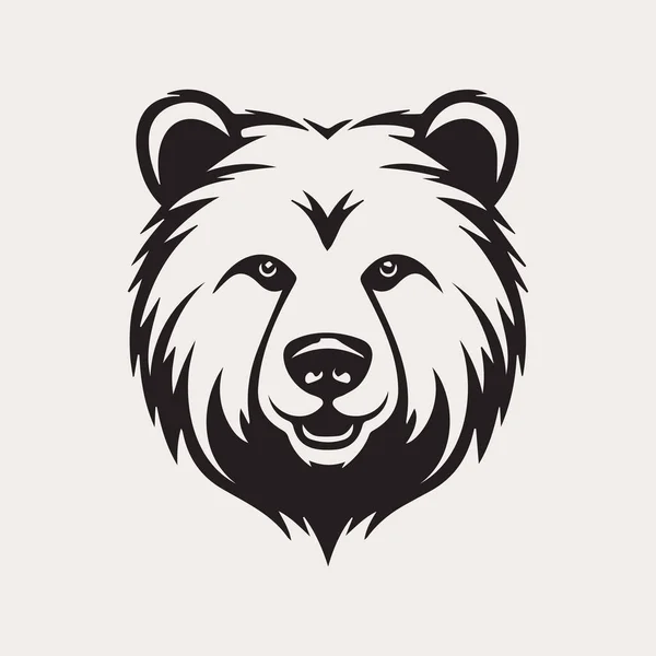 Bear Head One Color Vector Logo Emblem Icon Company Sport — Stock Vector
