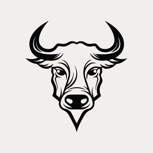 Bull Head Egyszínű Vektor Logó Embléma Ikon Cég Vagy Sport — Stock Vector
