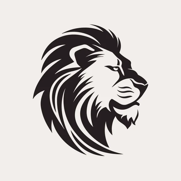 ライオンヘッド1色ベクトルロゴ エンブレム 会社やスポーツチームのブランディングのためのアイコン タトゥーアートスタイル — ストックベクタ