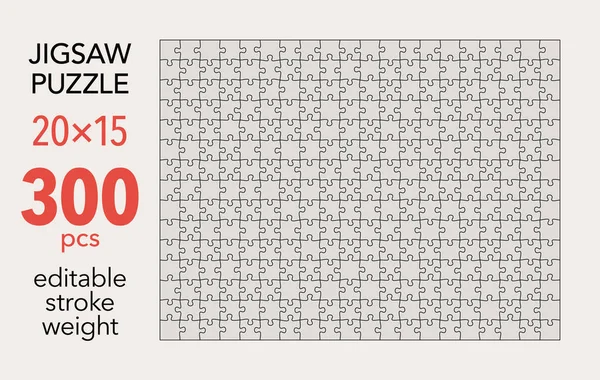 空のジグソーパズルグリッドテンプレート 20X15図形 300個 パズルの要素に一致する フラットベクトル図のレイアウトは すべての作品が単一の形状です — ストックベクタ