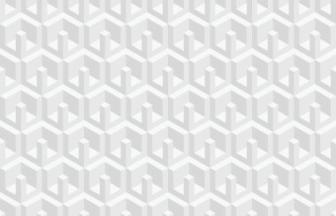 Soyut siyah ve beyaz üç boyutlu geometrik kusursuz desen. Isometric altıgen küpleri nötr gri renkli modern arkaplan optik illüzyon.