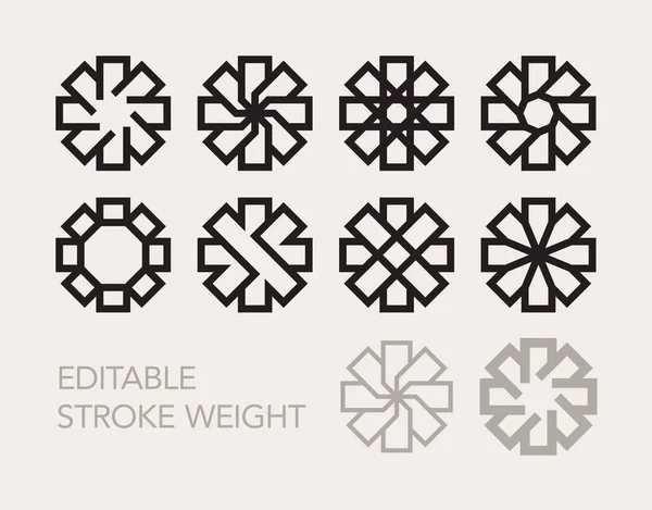 流行の幾何学的な最小ベクトルロゴ要素のセットは 会社のブランディングのためのテンプレートを設計します 編集可能なアウトライン — ストックベクタ