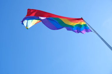 Bulutlu gökyüzünde neşeli bayrak