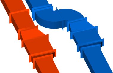 BIM havalandırma sistemi tasarımı 3d illüstrasyon.