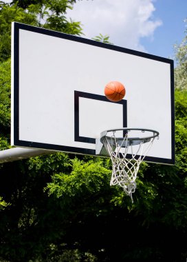 Basketball basket outside in the park.