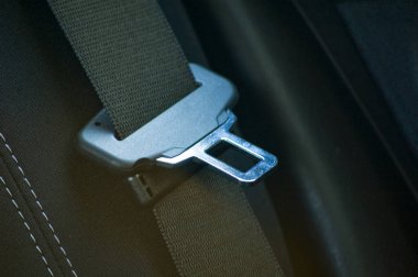 Car safety belt close up.