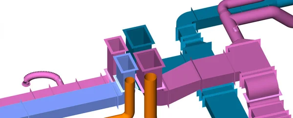 BIM havalandırma sistemi tasarımı 3d illüstrasyon.