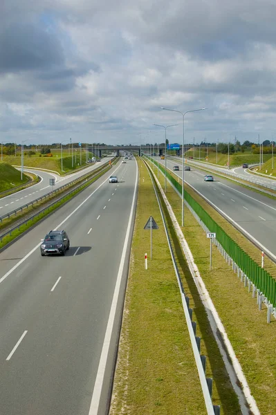 Poznan, Poland - October 2th 2022 - Polish A2 motorway with cars and trucks.