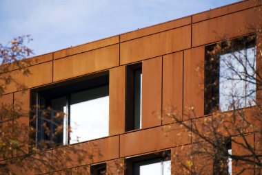 Detail of modern architecture corten building.