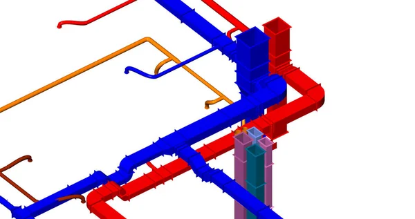 BIM havalandırma sistemi tasarımı 3d illüstrasyon.