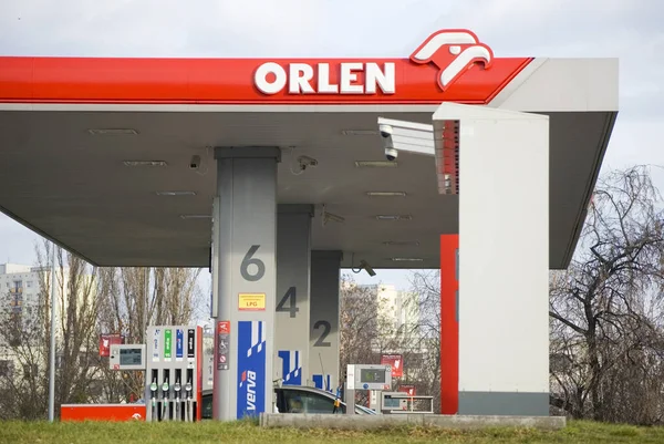 Poznan Polen Januar 2023 Polnische Tankstelle Orlen — Stockfoto