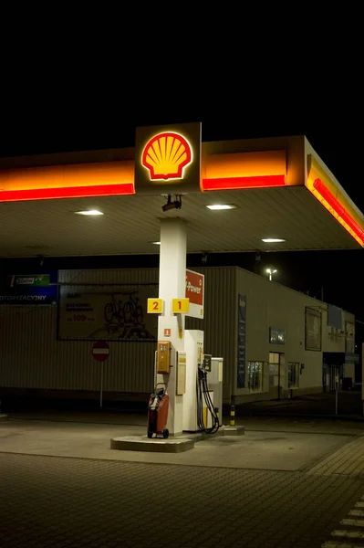 Poznan Poland January 2023 Shell One Largest Chain Gas Station — Stock Photo, Image