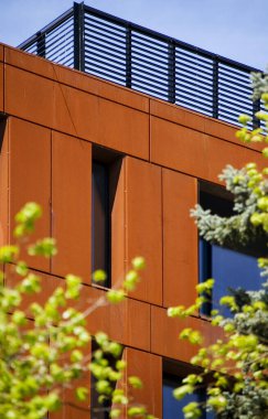 Detail of modern architecture corten building.