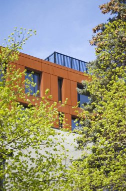 Detail of modern architecture corten building.