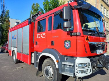 Poznan, Polonya - 14 Haziran 2024: İtfaiye aracı.