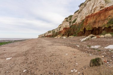 Hunstanton, Norfolk, İngiltere ve İngiltere 'deki kayalıklar ve plajlar.