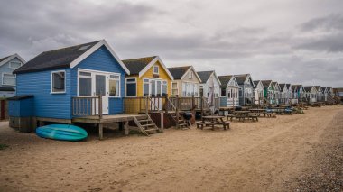 Mudeford Sandbank, Dorset, England, UK - September 27, 2022: View of the beach huts and beach clipart