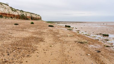 Hunstanton, Norfolk, İngiltere ve İngiltere 'deki kayalıklar ve plajlar.