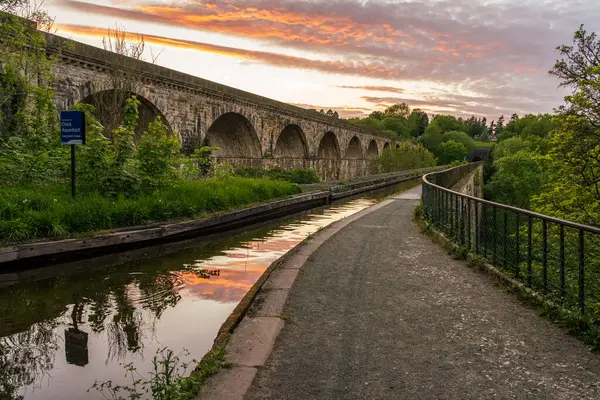 stock image Evening mood at  the Chirk Aqueduct & Viaduct, Wrexham, Clwyd, Wales, UK