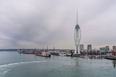 Portsmouth, Hampshire, England, UK - April 16, 2023: View towards the harbour and the Spinnaker Tower clipart