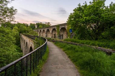 Chirk Aqueduct & Viaduct, Wrexham, Clwyd, Wales, İngiltere 'de akşam havası