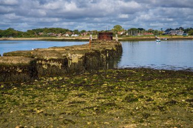 View from Hayling Island to Langstone, Hampshire, England, UK - over Bridge Lake and the old Railway Bridge clipart