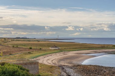 Skateraw Limanı ve plajı, Doğu Lothian, İskoçya, İngiltere