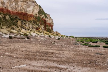 Hunstanton, Norfolk, İngiltere ve İngiltere 'deki kayalıklar ve plajlar.