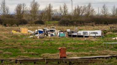Benfleet, Essex, İngiltere, İngiltere - 22 Mart 2023: East Haven Creek kıyılarındaki gemi enkazı