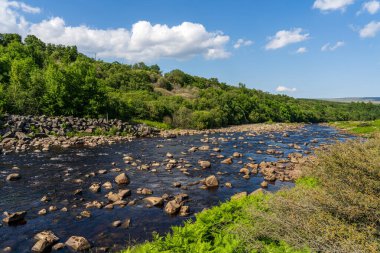 Bowlees, County Durham, İngiltere yakınlarındaki Pennine Yolu ve Low Force ve High Force arasındaki Tees Nehri.