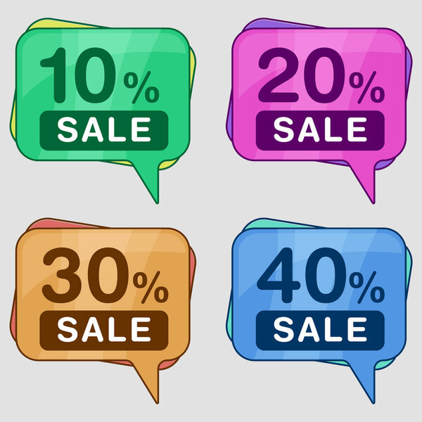 Sale Discount Label Icons Illustration in Cartoon Style