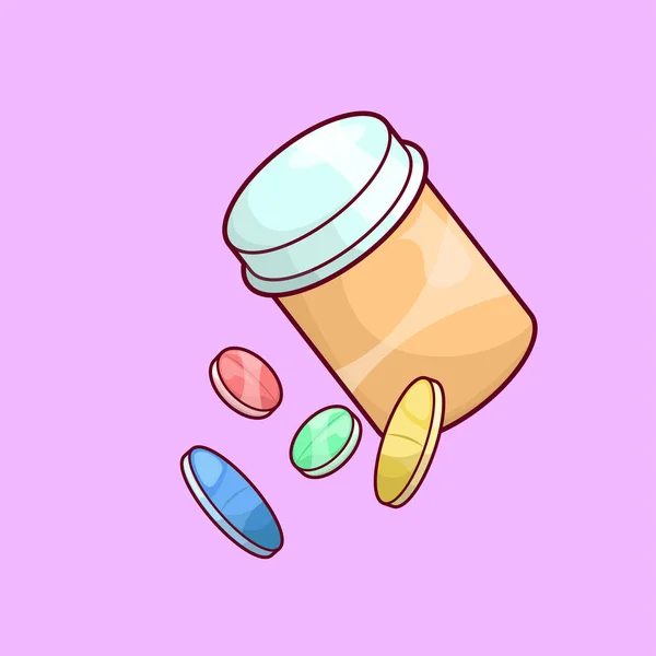 Ilustración Medicamentos Con Píldoras Contenedores — Vector de stock