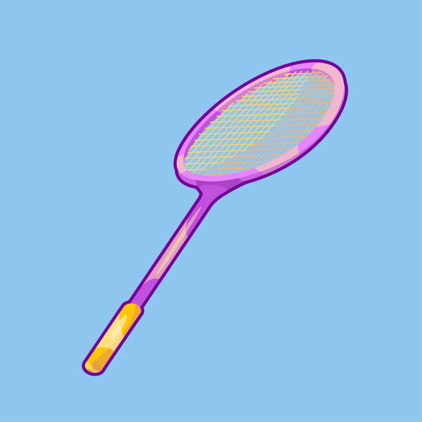 Badminton Racket Illustration in Cartoon Style
