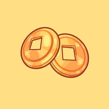 Chinese Gold Coins Illustration Concept. New Year Lucky Gift