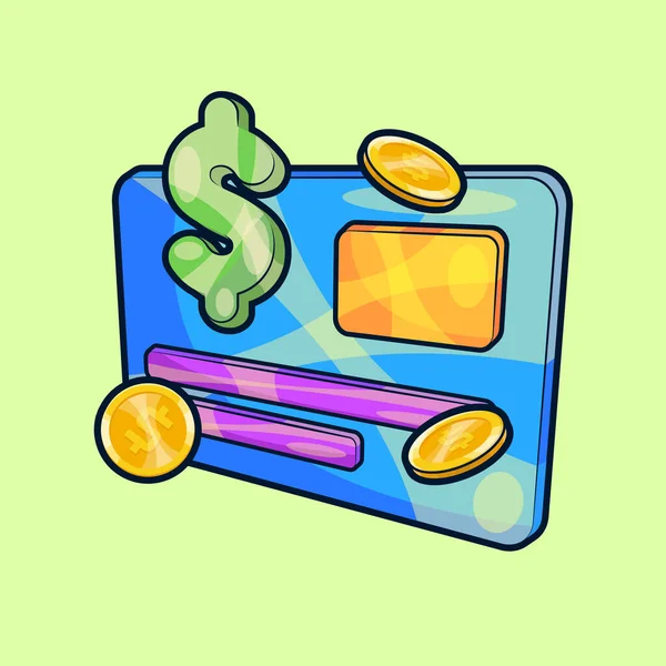 Ισομετρική Πιστωτική Κάρτα Σύμβολο Του Δολαρίου Και Εικονογράφηση Διάνυσμα Νομισμάτων — Διανυσματικό Αρχείο