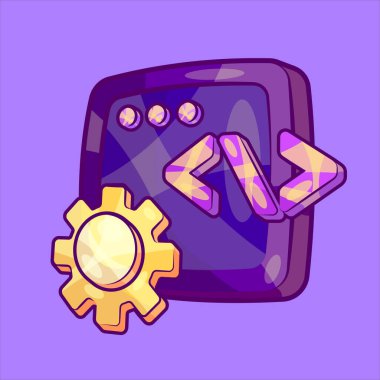 Programlama İşaretli Web Geliştirme Vektörü İllüstrasyonu