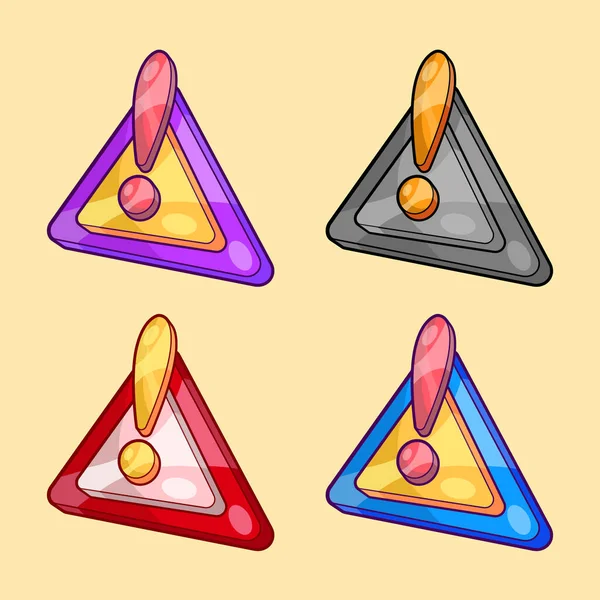 Isometrisk Triangel Försiktighet Ställ Olika Färg Vektor Illustration — Stock vektor