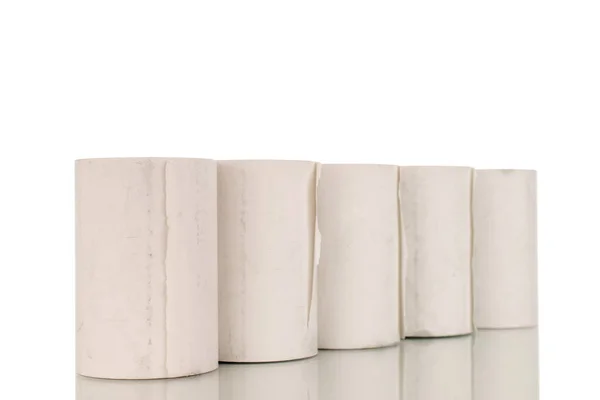 Кілька Рулонів Паперової Касової Стрічки Крупним Планом Ізольовані Білому — стокове фото