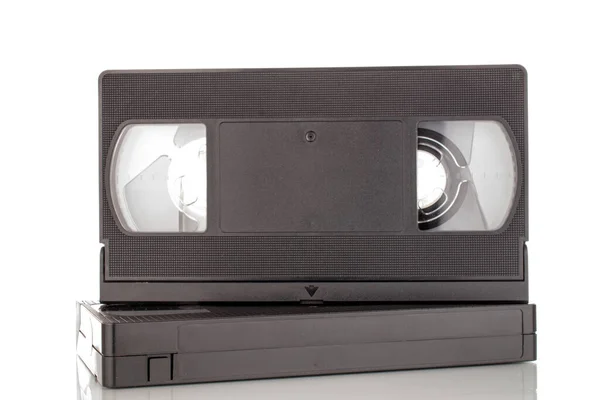 Två Videokassetter Makro Isolerade Vit Bakgrund — Stockfoto