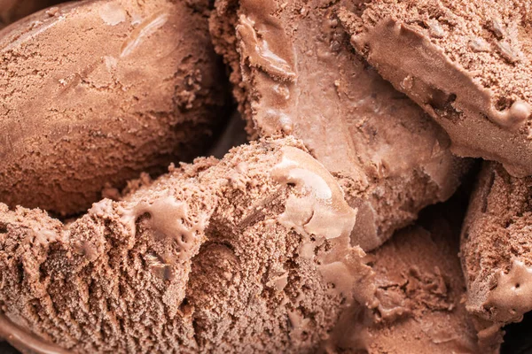 stock image Dark brown chocolate ice cream, close-up, top view.