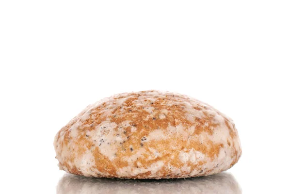 Pão Gengibre Saboroso Doce Macro Isolado Fundo Branco — Fotografia de Stock