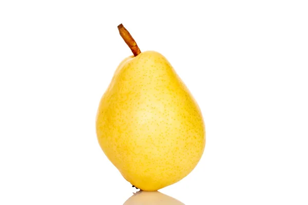 One Ripe Yellow Pear Close Isolated White — Stock Photo, Image
