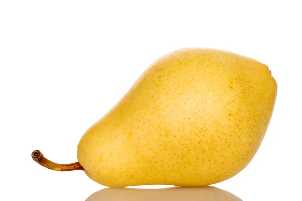 One Ripe Organic Yellow Pear Close Isolated White — ストック写真